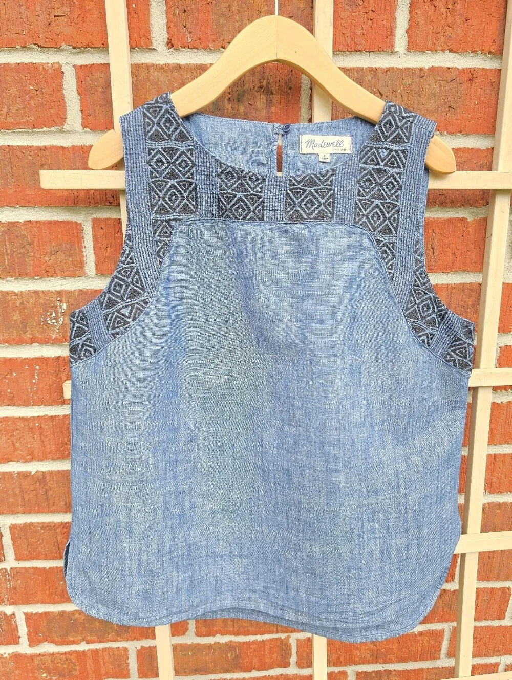 Madewell Blue Textured Design Sleeveless Top Large